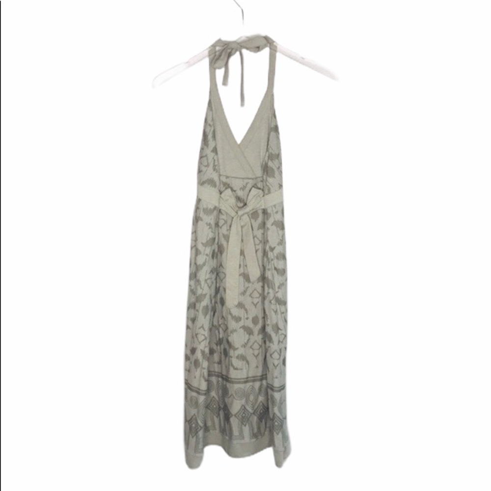 Athleta Gray Halter Tie-Back Maxi Dress Boho Aztec Print Size Small - Picture 3 of 14